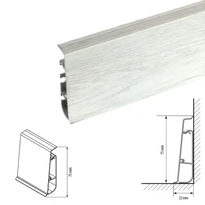 Плинтус напольный Cezar Hi-LINE Престиж M319 матовый Серый Органический Дуб