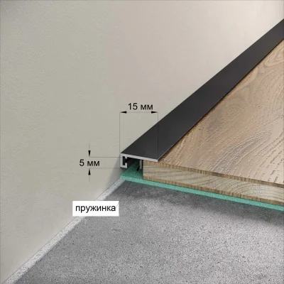 Микроплинтус LACONISTIQ micro 15 classic Черный анодированный (2450х15х5 мм)