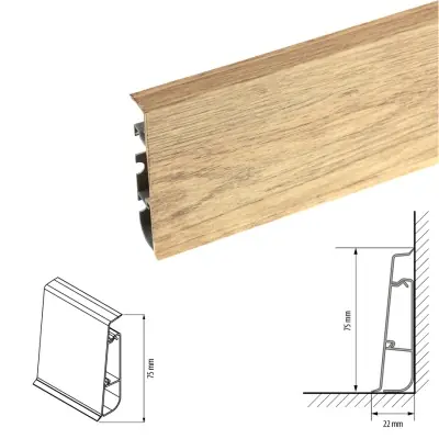 Плинтус напольный Cezar Hi-LINE Престиж M321 матовый Серый Органический Дуб