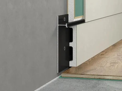 Скрытый плинтус LACONISTIQ STRONG "усиленный", под подсветку, алюминиевый, черный МУАР RAL9005 (80х1