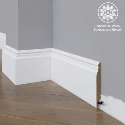 Белый плинтус МДФ 05-100-12 окрашенный