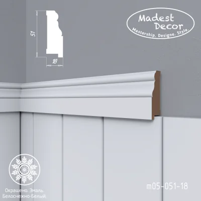 Белый молдинг для панелей m05-051-18 окрашенный