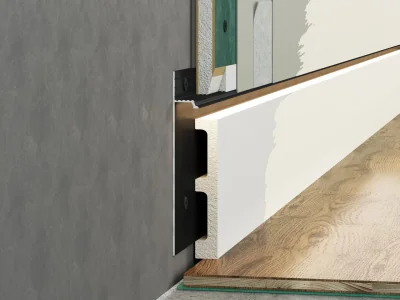 Скрытый плинтус LACONISTIQ REGULAR, под подсветку, черный МУАР RAL9005 (80х13х3000мм)