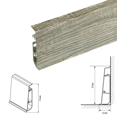 Плинтус напольный Cezar Hi-LINE Престиж M317 матовый Темная сосна Агас