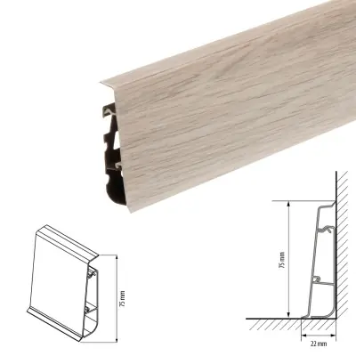 Плинтус напольный Cezar Hi-LINE Престиж M175 матовый Дуб Альканта