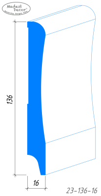 Белый плинтус МДФ 23-136-16 окрашенный