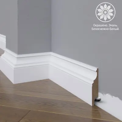Белый плинтус МДФ 27-083-22 окрашенный