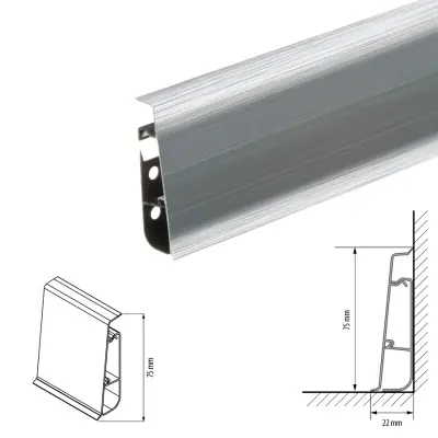 Плинтус напольный Cezar Hi-LINE Престиж M201 матовый Брашированный Алюминий