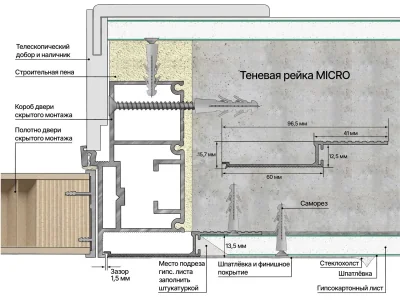Теневая рейка micro 3М (скрытый наличник) Laconistiq Черный МУАР RAL9005 (3000х96х16 мм)