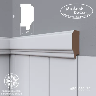 Белый молдинг для панелей m80-060-30 окрашенный